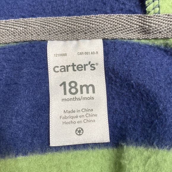 Carter’s Fleece Dump Truck Zip Jacket Green Blue 18 Month - Picture 7 of 8